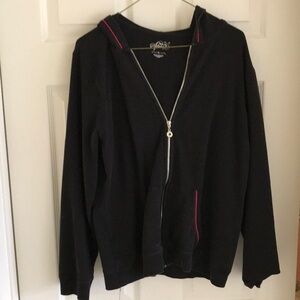 Black Zip-Up Hoodie with Red Accents Style & Co. size XL